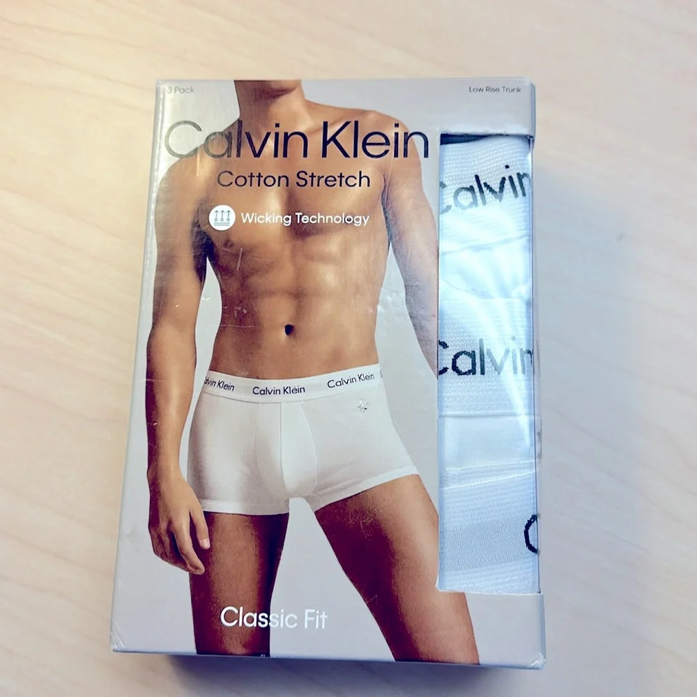 Calvin Klein 3-PK white Low-Rise cotton Stretch Trunks XL NWT